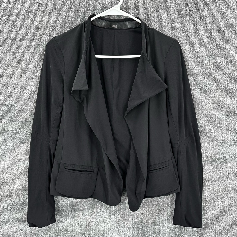 Marithe Francois Girbaud Cape Blazer Womens Sz 5 Black Nylon Blend Jacket Grunge